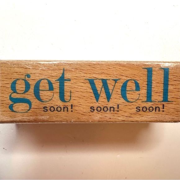 Rubber Wooden Stamp Danielle Johnson "Get Well Soon" Design 2006-3”x1”x1” - Picture 7 of 7